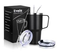 Livole Bicchiere da viaggio da 900 ml con manico, tazza termica da viaggio sottovuoto isolata, in acciaio inox, a doppia parete, a tenuta stagna, per campeggio, sport, ufficio, casa, nero