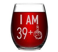 Livole Bicchiere da vino per il 40° compleanno per donne e uomini, 500 ml, senza stelo, 39 + modelli, unico e divertente, infrangibile, per amici che compie i 40 anni, decorazione per feste