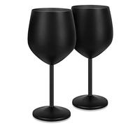 Livole Bicchieri da cocktail in acciaio inox, bicchieri da vino rosso con manico, infrangibili, 18 Oz, 550 ml, per feste, picnic, campeggio, colore nero opaco (confezione da 2)