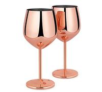 Livole Bicchieri da cocktail in acciaio inox, bicchieri da vino rosso con manico, infrangibili, 18 Oz 550 ml, per feste, picnic, campeggio, oro rosa (confezione da 2)