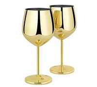 Livole Bicchieri da cocktail in acciaio inox, bicchieri da vino rosso con manico, infrangibili, 18 Oz 550 ml, per feste, picnic, campeggio, oro (confezione da 2)