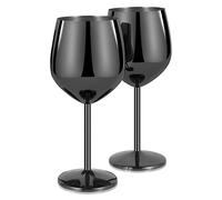 Livole Bicchieri da cocktail in acciaio inox, bicchieri da vino rosso con manico, infrangibili, 18 Oz, 550 ml, per feste, picnic, campeggio, colore nero (confezione da 2)