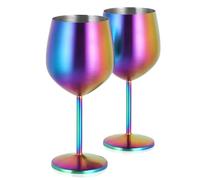 Livole Bicchieri da cocktail in acciaio inox, bicchieri da vino rosso con manico, infrangibili, 18 Oz 550 ml, per feste, picnic, campeggio, colorati (confezione da 2)
