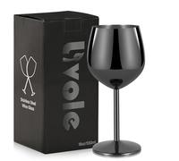 Livole Bicchieri da Vino Rosso in Acciaio Inox - 550 ml, 18 oz - Grandi, Ventosi e Infrangibili - Per Cocktail, Ristoranti e Feste