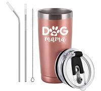 Livole Divertente regalo per la mamma, festa della mamma, regalo di compleanno per mamma, donne, mamma, lei, cane mamma, migliore amica, regalo di Natale, bicchiere da vino a doppia parete da 590 ml