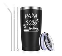 Livole Regali per i futuri papà, gravidanza, regalo per i genitori in attesa, regalo per il papà - Papa 2026 Loading - 20oz a doppia parete Coffee to go, tazza da campeggio in acciaio inox da 600 ml