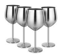 Livole Set di bicchieri da vino rosso, 18 Oz, 550 ml, in acciaio inox, per cocktail, vino rosso, argento, confezione da 4 pezzi
