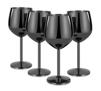 Livole Set di bicchieri da vino rosso, 18 Oz, 550 ml, in acciaio inox, per cocktail, vino rosso, nero, confezione da 4 pezzi