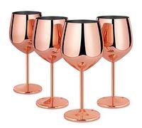 Livole Set di bicchieri da vino rosso, 18 Oz, 550 ml, in acciaio inox, per cocktail, vino rosso, oro rosa (confezione da 4)