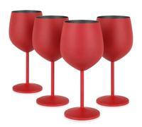 Livole Set di bicchieri da vino rosso, 18 Oz, 550 ml, in acciaio inox, per cocktail, vino rosso, rosso, confezione da 4 pezzi
