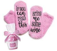 Livole - Set di calzini da vino, If You Can Read This Bring Me Some Wine, confezione regalo per cupcake, divertenti calzini in cotone caldo, mogli, donne e hostess