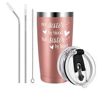 Livole Sorella, regalo di Natale, tazza da vino in acciaio inox, regalo migliore per sister, ragazze e donne, bicchiere da vino rosso con Not Sister By Blood But Sister By Heart, confezione regalo