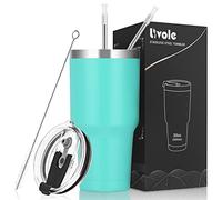 Livole Tazza termica da 30 oz da 900 ml, per uomini, donne, da campeggio, a doppia parete, in acciaio inox con cannuccia, sottovuoto, da viaggio, colore: turchese