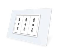 Livolo Italia Presa Standard 3 Pin, Cristallo Bianco, 16A, 250V, Alimentazione a Muro con Spina, C9C3IT-11
