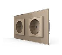 LIVOLO, prese Schuko secondo gli standard europei, in lussuoso cristallo, da muro., Oro, VL-C7C2EU-13-A