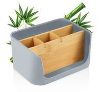 LIVONDO ECO, organizer da scrivania, da tavolo, da ufficio, per cosmetici, supporto per cellulare e tablet, portapenne, da scrivania, portatovaglioli, per la casa (piccolo, grigio)