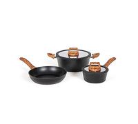 LIVOO, Batteria da Cucina 5 Pezzi MEP147, composta da: 1 casseruola con Coperchio Ø 16x7 cm, 1 Padella Ø 24x5 cm e 1 casseruola con Coperchio Ø 24x10 cm, in Alluminio con Rivestimento Antiaderente