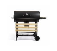 LIVOO DOC206 Wooden Barrel Barbecue with Lid, 2 Storage Shelves, Ideal for 10/12 People