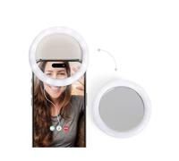 Livoo - Ring Light per telefono con specchio DOS205 - ingrandimento x3, 3 modalità luminose, ø7 cm, 36 LED