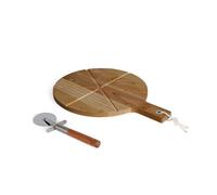 LIVOO - Set per pizza MES158 - ⌀30 cm, ruota inclusa, acacia