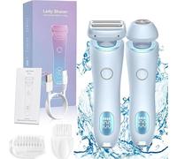 Livora Electric Razor for Women - Wet & Dry Shaving for Sensitive Skin,Bikini/Legs/Underarms, LED Power Display & USB Quick Charge, 3D Blades, Portable Cordless Design for Travel (Blue+Blue)