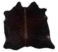 Livorio Tappeto in pelliccia di mucca di alta qualità, lunghezza 195 x larghezza 200 cm, colore marrone scuro bianco, prodotto naturale unico dal Sud America, pelliccia bovina, vera pelliccia, brindle