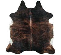 Livorio Tappeto in pelliccia di mucca di alta qualità, lunghezza 210 x larghezza 200 cm, prodotto naturale unico dal Sud America, pelliccia di bovino, vera pelliccia | Dark Brindle | K339