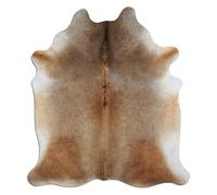 Livorio Tappeto in pelliccia di mucca di alta qualità, lunghezza 230 x larghezza 200 cm, prodotto naturale unico dal Sud America, pelliccia di bovino, vera pelliccia, grigio tan | K349