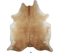 Livorio Tappeto in pelliccia di mucca di alta qualità, lunghezza 245 x larghezza 205 cm, colore beige, prodotto naturale unico dal Sud America, pelliccia bovina, vera pelliccia, beige, K328