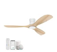 Livory Smart - Ventilatori da soffitto in legno da 52 pollici con luci e telecomando, motore DC silenzioso, ventilatore a soffitto a profilo ultra basso per interni ed esterni, funziona con