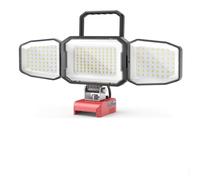 LIVOWALNY Lampada a batteria compatibile con Einhell 18 V, 15000 lm, luce bianca diurna 6500 K, testa orientabile, connettore USB-C, 2 modalità di illuminazione, lampada da officina portatile, senza