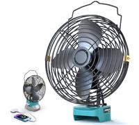 LIVOWALNY Ventola a batteria da 8 pollici per batteria Ma-kita da 18 V, ventilatore compatto con connettore USB/tipo C e protezione da sottotensione, per officina, esterni, casa e cantieri
