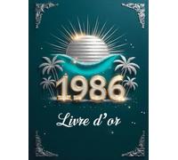 Livre d’or d’anniversaire 40 ans - grand album souvenir en couverture rigide turquoise et argent pour recueillir vœux, messages, photos et précieux souvenirs d’une fête inoubliable