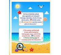 Livre d'activités bilingue Francais - anglais pour enfants de 4 à 8 ans - EXPLORIDOO PLAGE: 29 activités variées + 3 coloriages bonus | Cherche et ... jeux des ombres et bien plus encore !