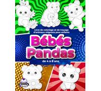 Livre de coloriage et de traçage d'animaux mignons pour enfants : bébés pandas, de 4 à 8 ans Activité de dessin pour garçons et filles