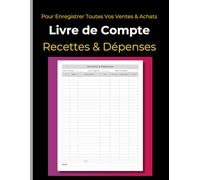Livre de Compte de Recettes & Dépenses: Enregistrez Vos Ventes & Achats: Carnet de tenue de Compte recettes dépenses - Cahier des Ventes et Achats | Grande taille 21.6 x 27.9 cm | 120 pages