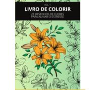 Livro com ilustrações de flores para colorir