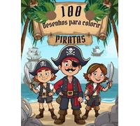 Livro de colorir infantil piratas e ilhas com 100 desenhos