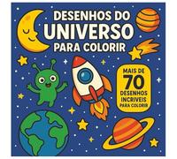 Livro Infantil de Colorir com Planetas, Foguetes e Estrelas