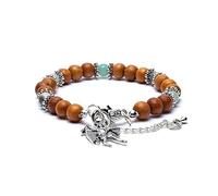 LivuX Bracciale Arcangelo Michele con acquamarina - Bracciale Spirituale angelo custode 19 - 23 cm - Perle di legno e pietra semipreziosa - con confezione regalo & opuscolo informativo in 6 lingue