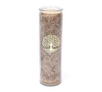 LivuX Candela a forma di albero della vita, marrone, 21 x 6,5 cm, circa 100 ore, fatta a mano, non profumata, cera di palma sostenibile, candela vegana per messa a terra, crescita e rituali spirituali