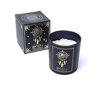 LivuX Candela da manifestazione Boho Dreams, 20 ore, vetro con pietre preziose, 8 x 7 cm, in cera di soia e palma, fragranza mirra e sandalo, candela profumata spirituale per meditazione e rituale