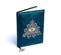 LivuX Taccuino con occhio di tarocchi - Velluto di petrolio - 20×15 cm - 160 pagine a righe - Copertina in velluto ricamato con perle decorative - Diario mistico per rituali, sogni & intuizione 1300