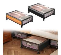 Liwankaqi Contenitore sotto il letto, 2 pezzi, con ruote, altezza 15 cm, stabile, con coperchio e maniglia, per vestiti, giocattoli, scarpe e coperte