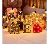 Liwankaqi Marry Me - 7 lettere decorative a LED, con funzionamento a batteria, per decorazione romantica della casa, matrimonio, proposta di matrimonio, fidanzamento, compleanno, festa di compleanno
