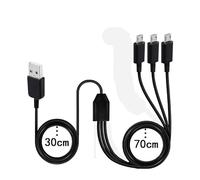 LIWEARE Cavo di ricarica micro USB 3 in 1 - Cavo adattatore USB 2.0 tipo A a 3 prese, nero