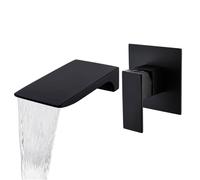 LIWEIKE Rubinetti Cascata Parete Rubinetto Vasca da Bagno Miscelatore Lavabo a Muro Nero In Ottone