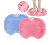 Liwein 2Pcs Tappetino Scrubber Spazzola per Il Piede con Ventose in Silicone Pad Massaggio Doccia per Migliorare La Circolazione Sanguigna