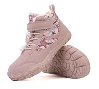 LIWLLIUA Scarpe Barefoot Invernali per Bambini e Bambine - Stivaletti Caldi Impermeabili Antiscivolo con Punta Larga e Suola Zero Drop, Scarpe da Neve Leggere e Comode,622 Lotus Pink,28 EU