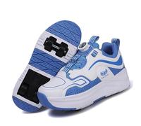 LIWLLIUA Scarpe con Rotelle Bambino Bambina Sneakers Sportive con Ruote Retrattili, 2 in 1 Scarpe da Skateboard e Pattini a Rotelle, Unisex Donna Uomo, Doppia Ruota 32-40 EU,6188 Blue,32 EU